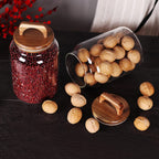 SAIOOL Canister Set of 2, Glass Kitchen Canisters with Airtight Acacia Lid, Tall