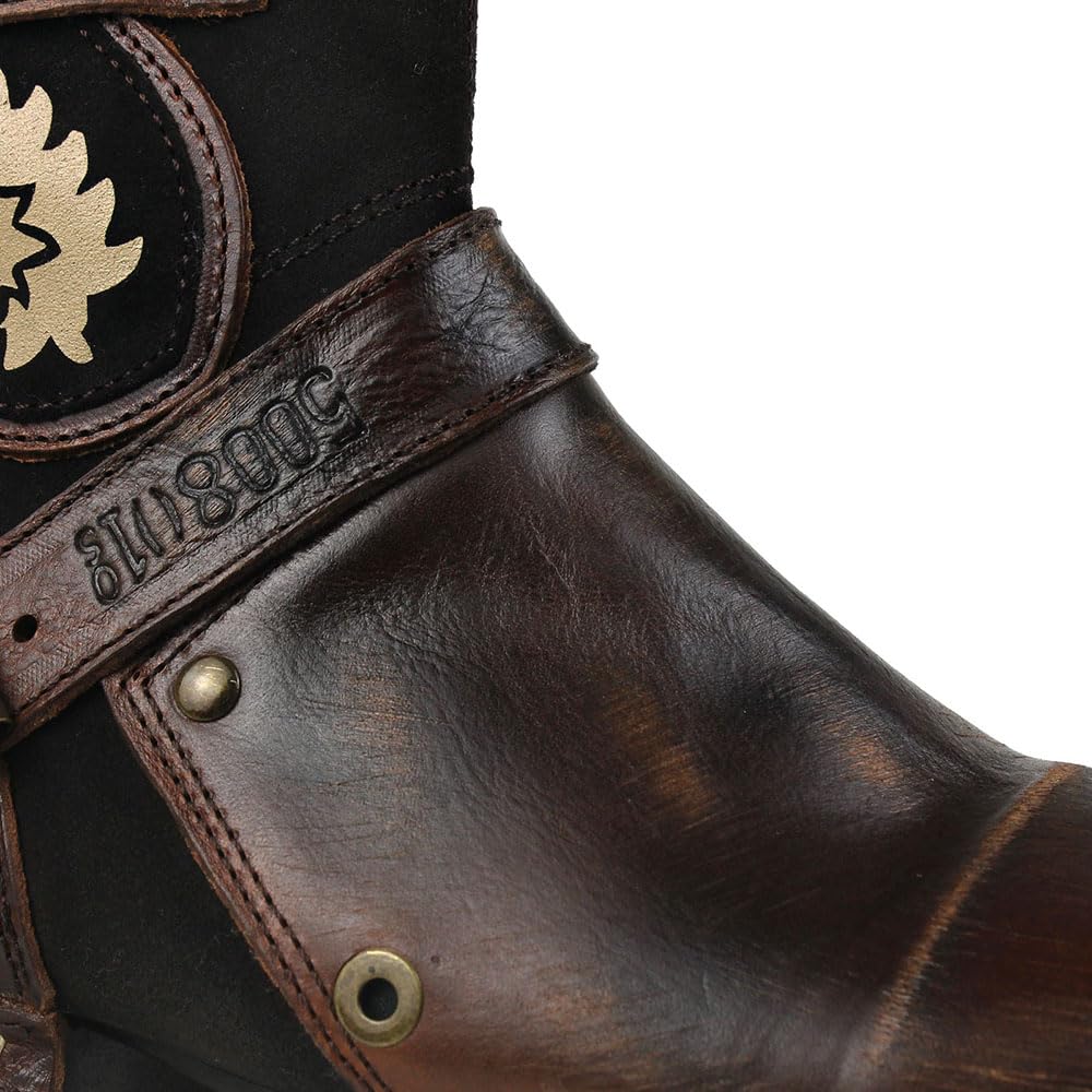 OSSTONE Moto Boots for Women Fashion Zipper-up Leather Chukka Boots Casual Shoes MS-5008-1-BP，Vintage Brown,women size US6.5