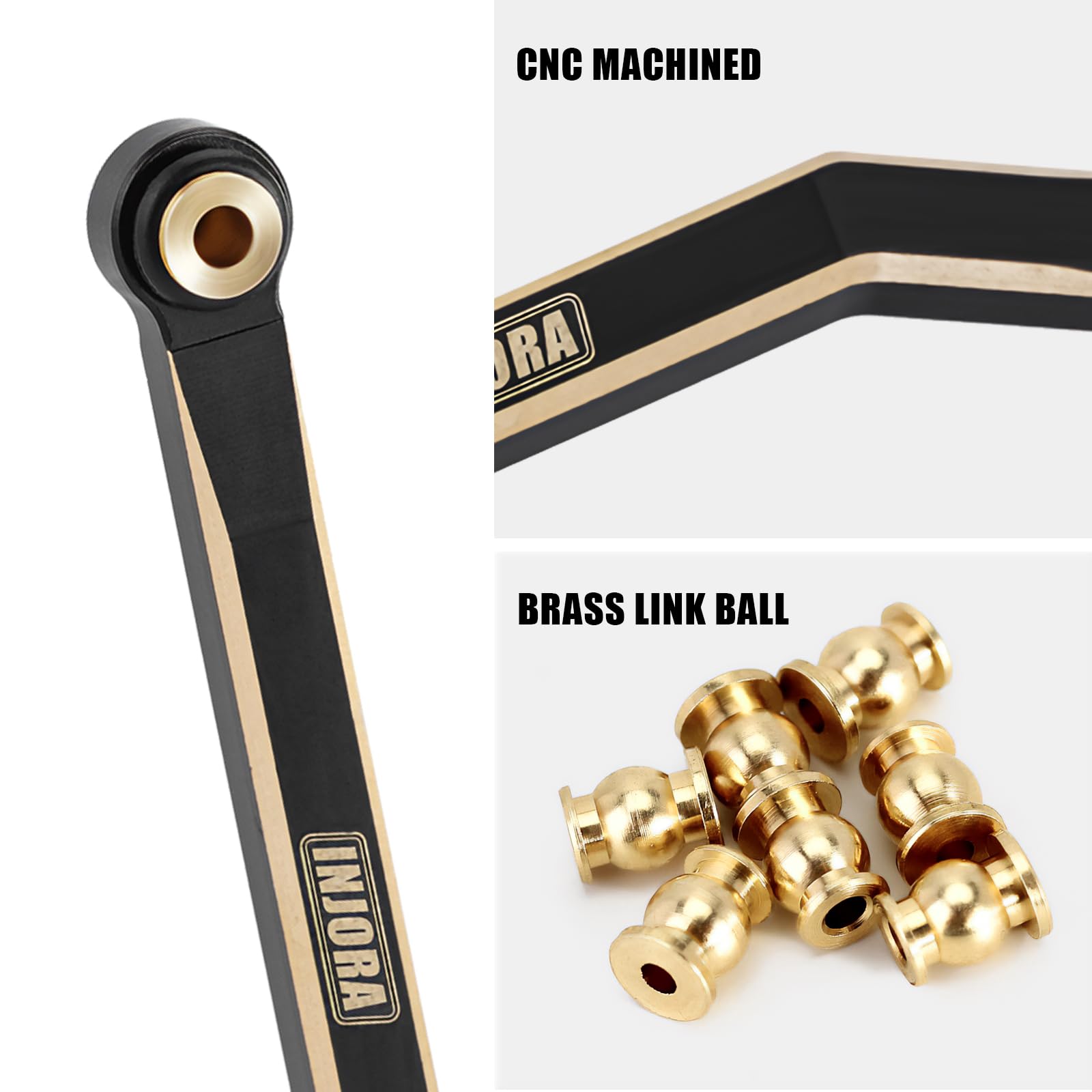INJORA Black Brass High Clearance Chassis Links 39g Heavy Brass Links for FMS