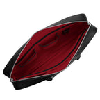 Manhattan Leather Briefcase Black & Racing Red Laptop Business Bag