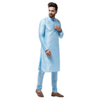 Sojanya (Since 1958 Men'S Silk Blend Sky Blue Kurta & Churidaar Pyjama Set, Size