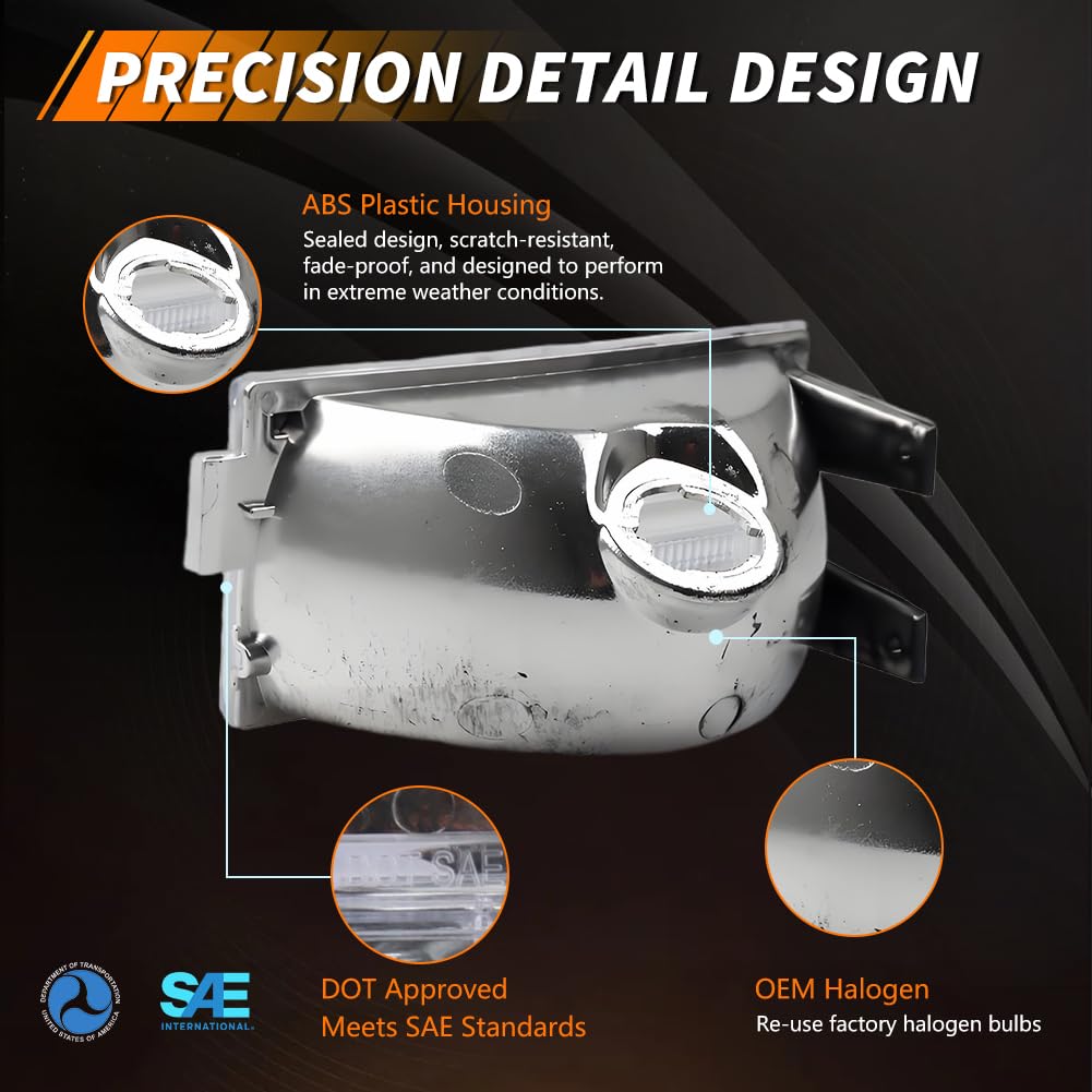 MOTRUM Front Parking Corner Side Marker Light Housing Compatible with GMC Caballero Malibu El Camino 1978-1979, [DOT] Turn Signal Marker Light Cover [No Bulbs], Clear Lens
