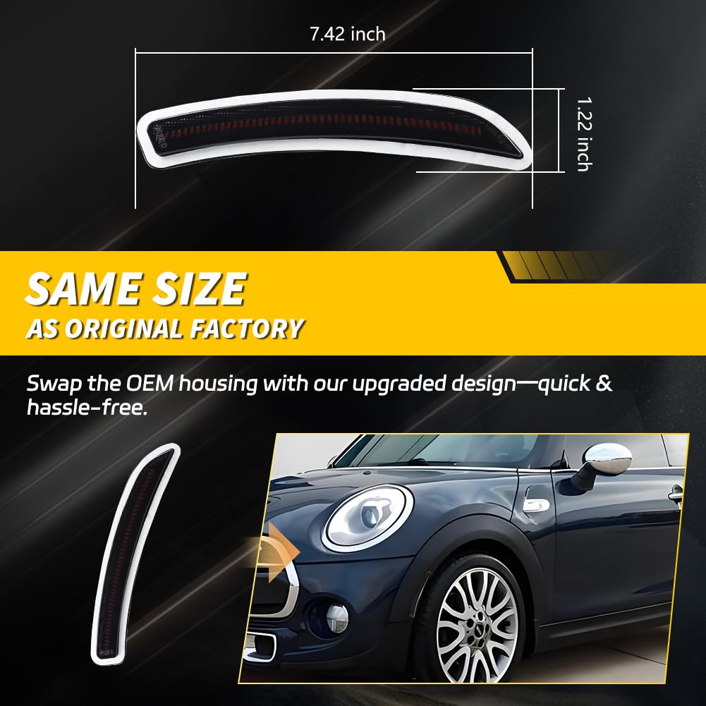 VYNTRAL Front/Rear Side Marker Light Compatible with Gen3 MINI Coop-er F55 F56
