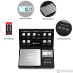 MAXUS Digital Pocket Gram Scale 500g x 0.01g High Precision with Tray, Weighs