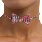 Sethain Boho Rhinestone Choker Necklace Silver Crystal bowknot Necklaces Party