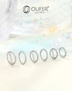 OUFER 2PCS Opal Nose Rings Hoops, 20G 7MM Single and Double Hoop Nose Rings for