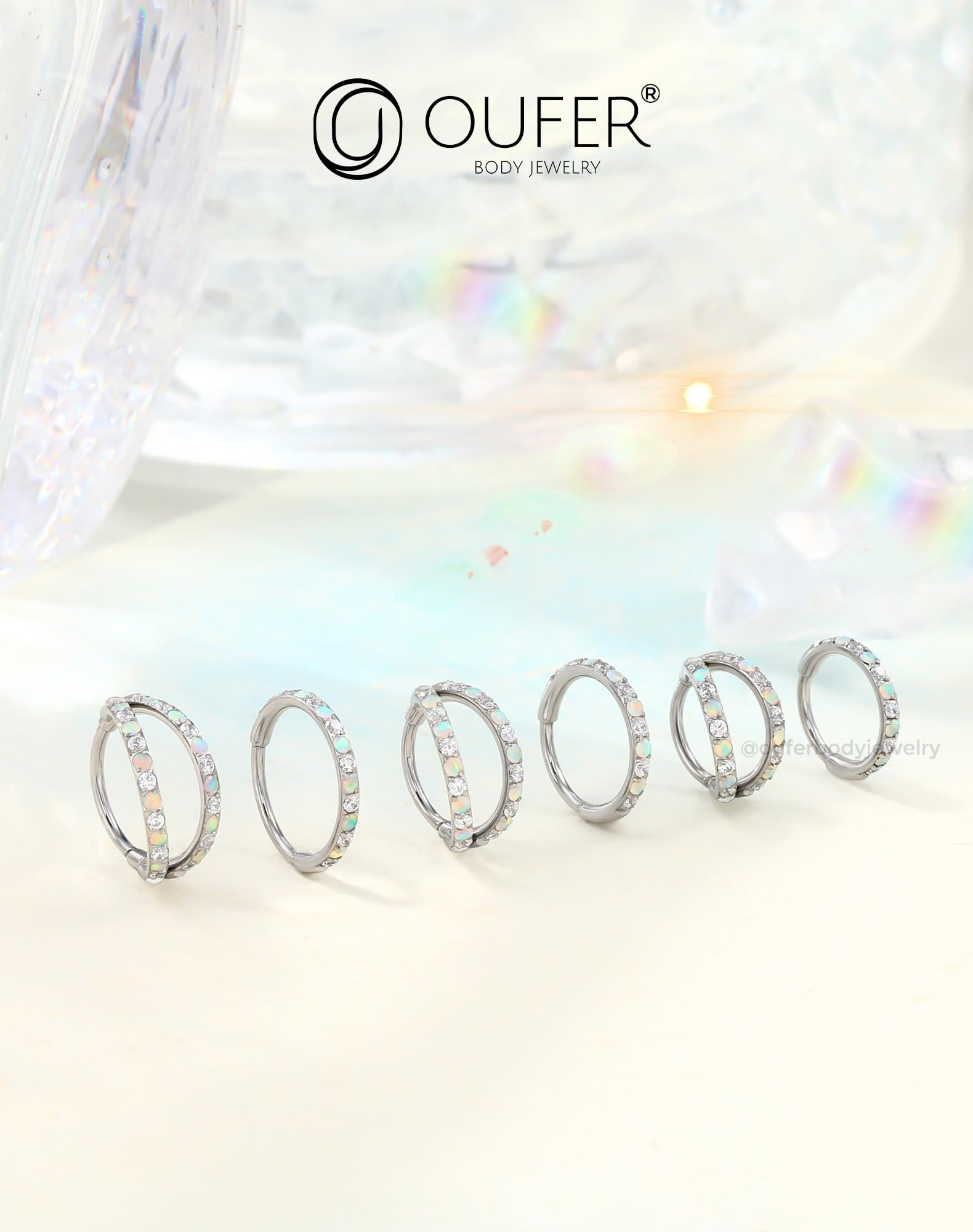 OUFER 2PCS Opal Nose Rings Hoops, 20G 7MM Single and Double Hoop Nose Rings for