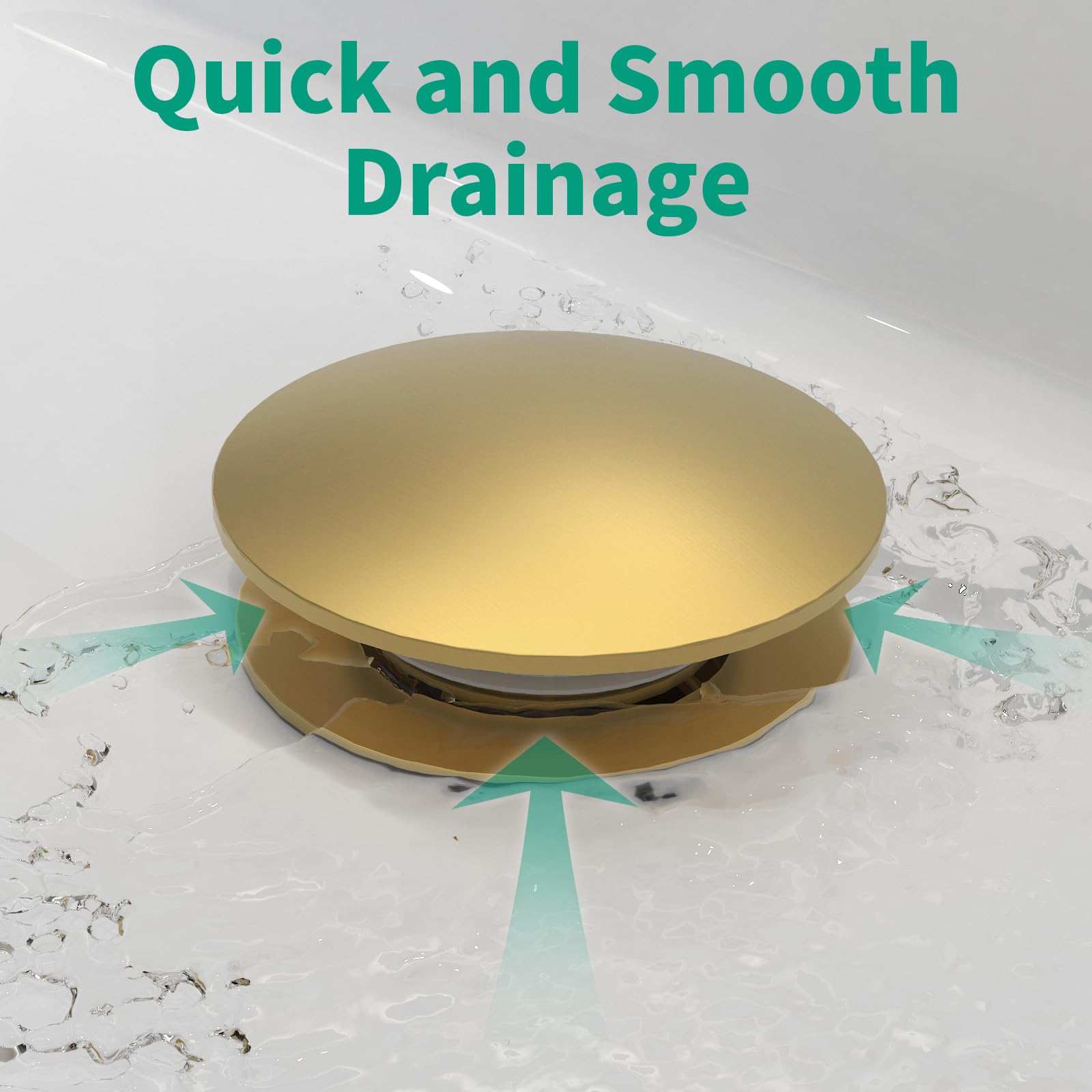 HEROBAI Bathroom Pop up Drain Without Overflow, Anti-Clogging Vessel Sink Drain