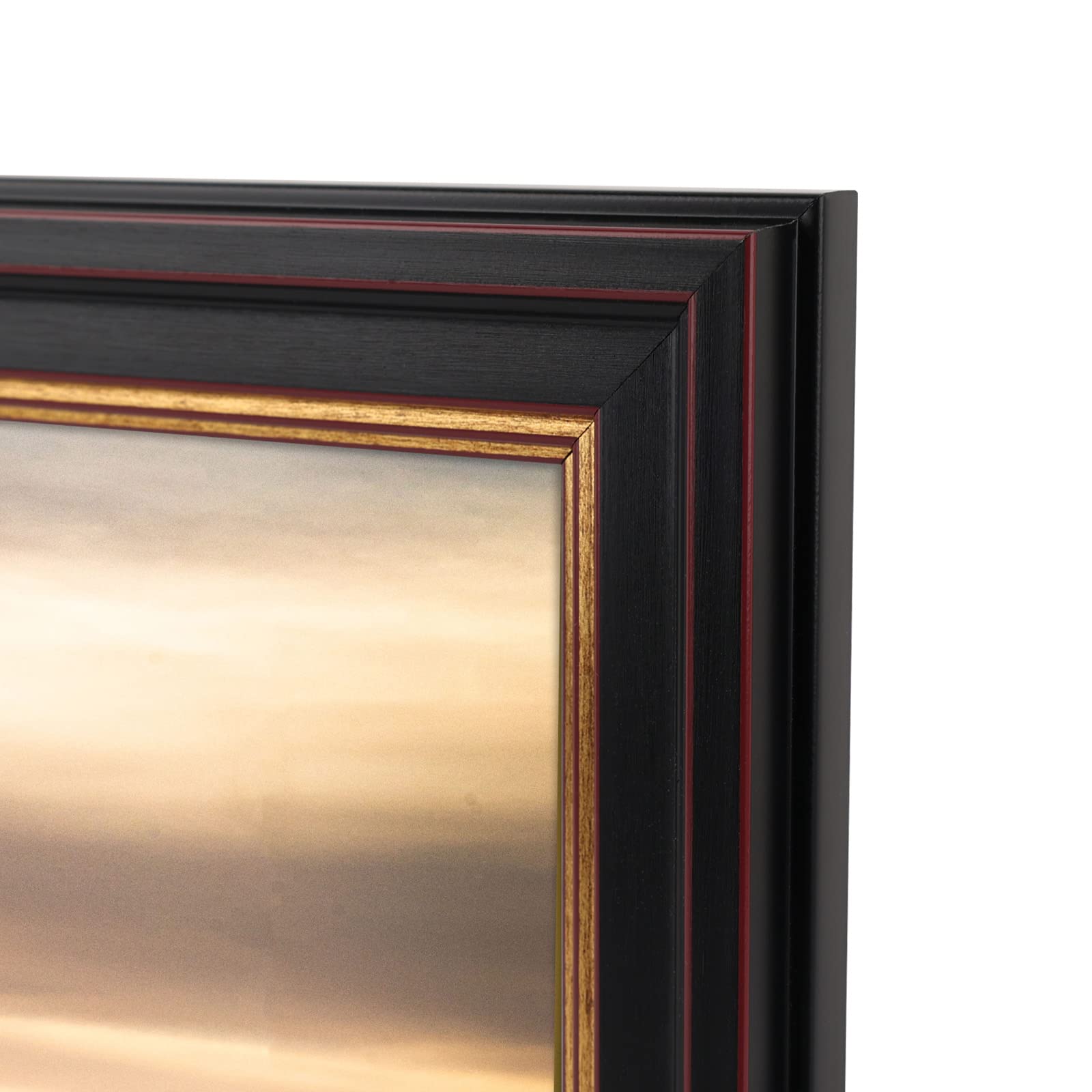Golden State Art, 8x12 Inch Poster Frame Black with Burgundy and Gold Trim,