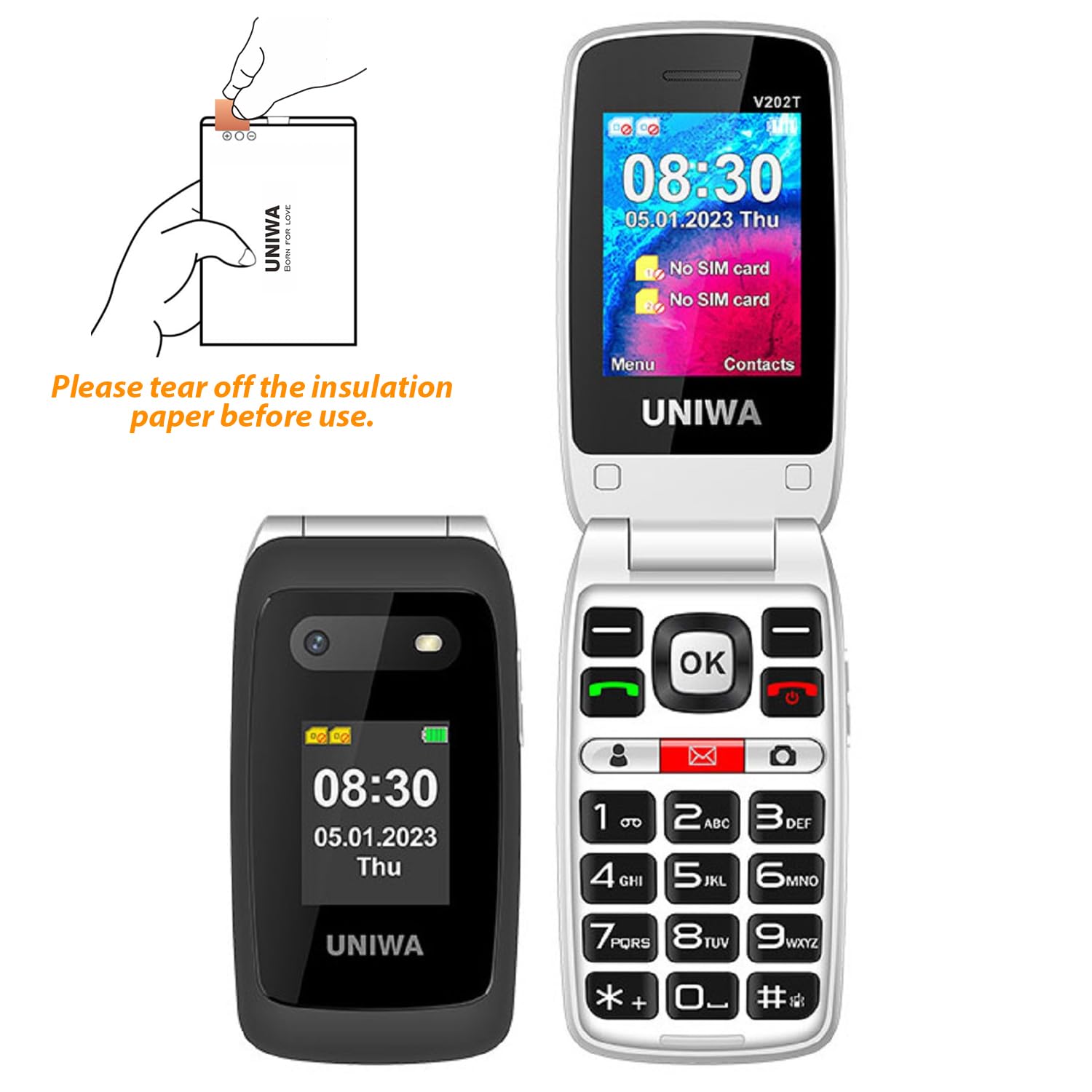 Mosthink 4G Unlocked Flip Cell Phone for Senior with Speed Talk SIM Card, SOS Big Button Basic Cell Phone for Elderly, 2.4'' HD Display, Big Volume, 1450mAh Battery with Charging Dock (Black)