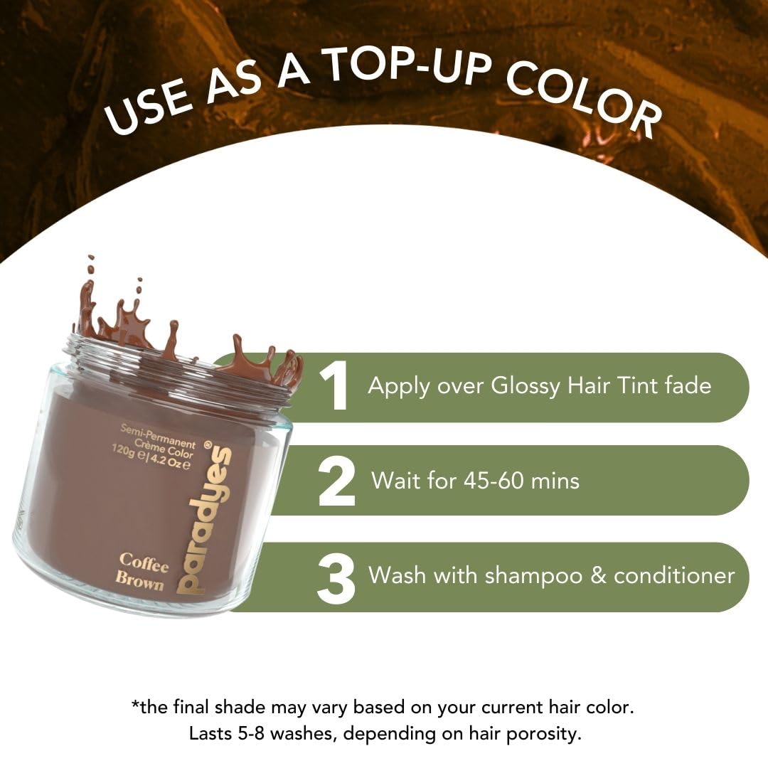 Paradyes Coffee Brown Semi Permanent Conditioner Based Hair Color Dye, Vegan and