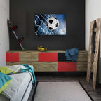 Startonight Wall Art Canvas Soccer Ball, Sports Picture Ball Net Blue Sky