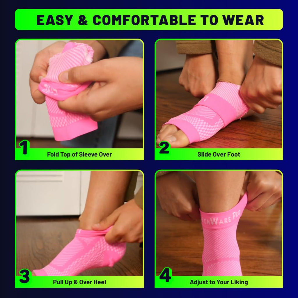 TechWare Pro Ankle Brace Compression Sleeve - Relieves Achilles Tendonitis,
