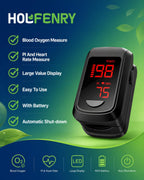 HOLFENRY Pulse Oximeter Fingertip - Large Display Oxygen Monitor Fingertip with