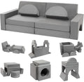 TROOPVILLE Modular Kids Play Couch, Fort Building Kids Couch for Room, Toddler Sofa That Folds, Grey