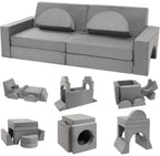 TROOPVILLE Modular Kids Play Couch, Fort Building Kids Couch for Room, Toddler Sofa That Folds, Grey