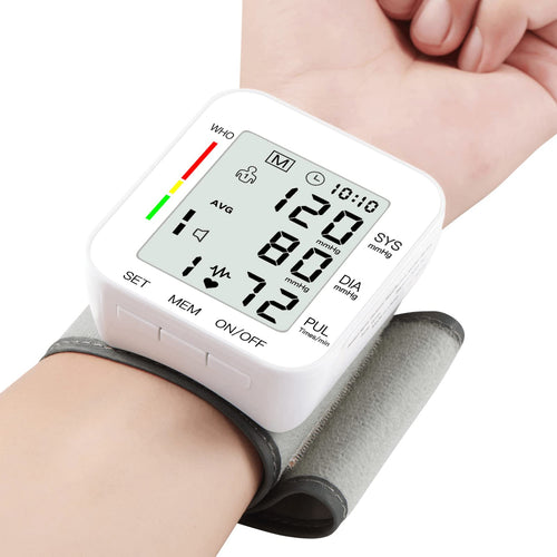 MMIZOO Wrist Blood Pressure Monitor Large LCD Display BP Machine Adjustable Cuff
