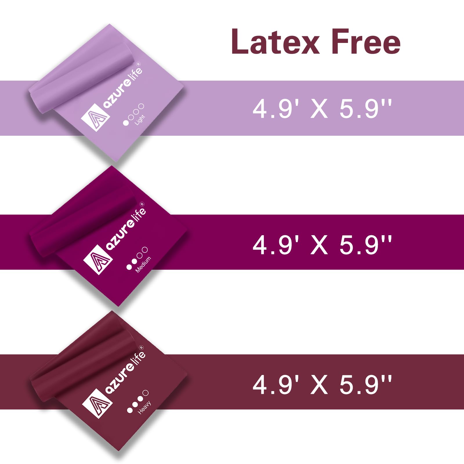 AZURELIFE Resistance Bands Non-Latex Long Elastic Physical Therapy Rehab Yoga