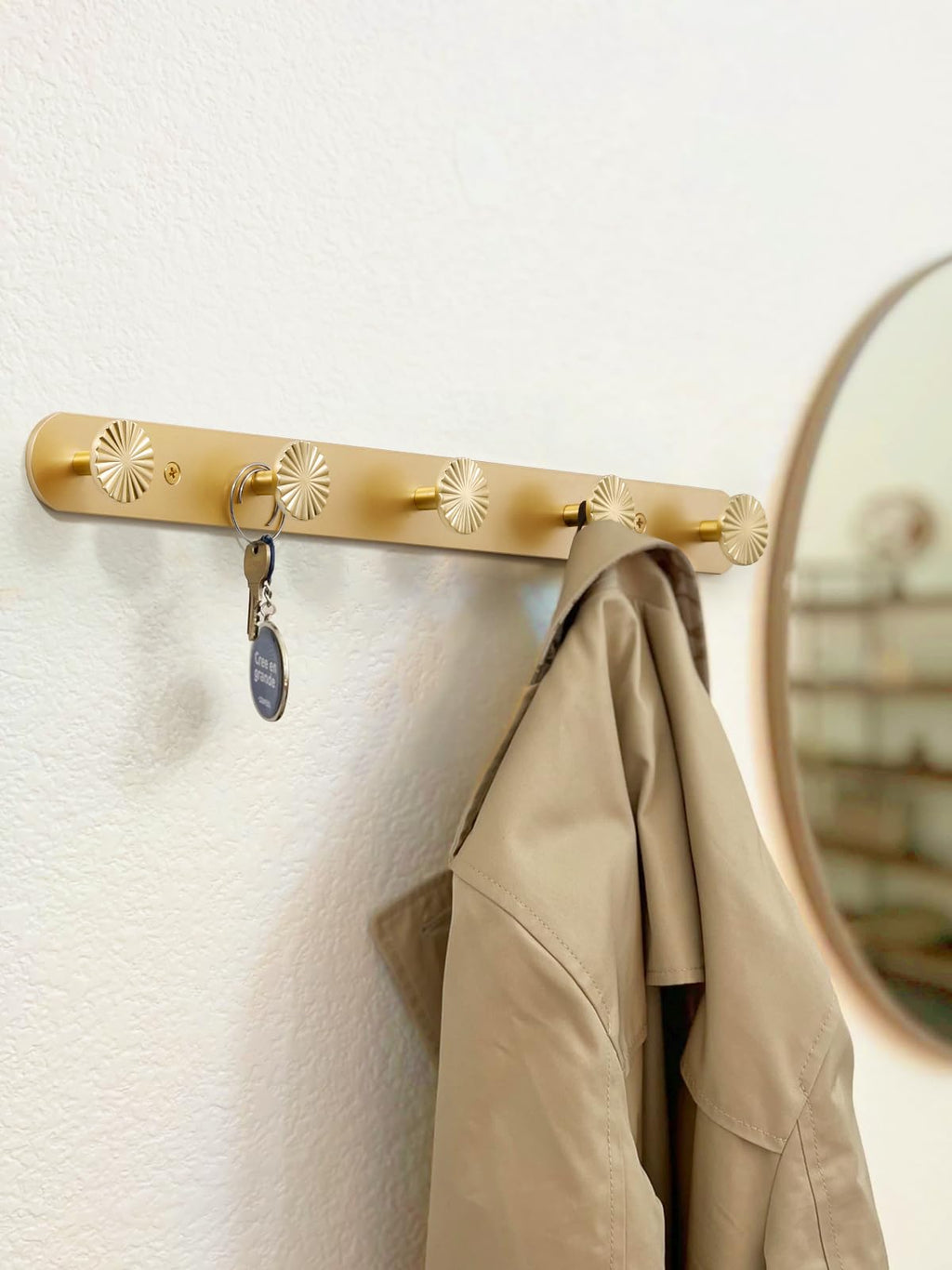 JIASENBAO 1 Pack Coat Rack Wall Mounted Gold Brass Towel Hooks for Bathrooms