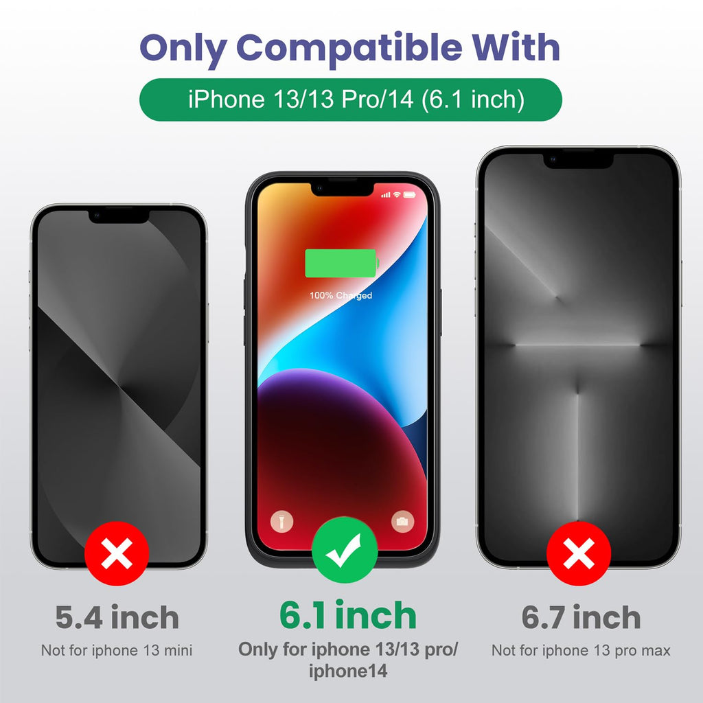 QTshine Battery Case for iPhone 14/13/13 Pro (6.1 Inch),Upgraded 7500mAh