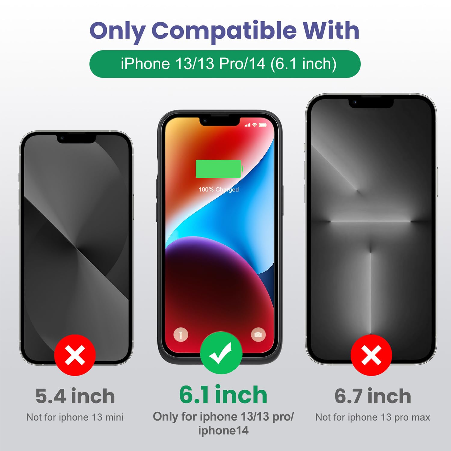 QTshine Battery Case for iPhone 14/13/13 Pro (6.1 Inch),Upgraded 7500mAh