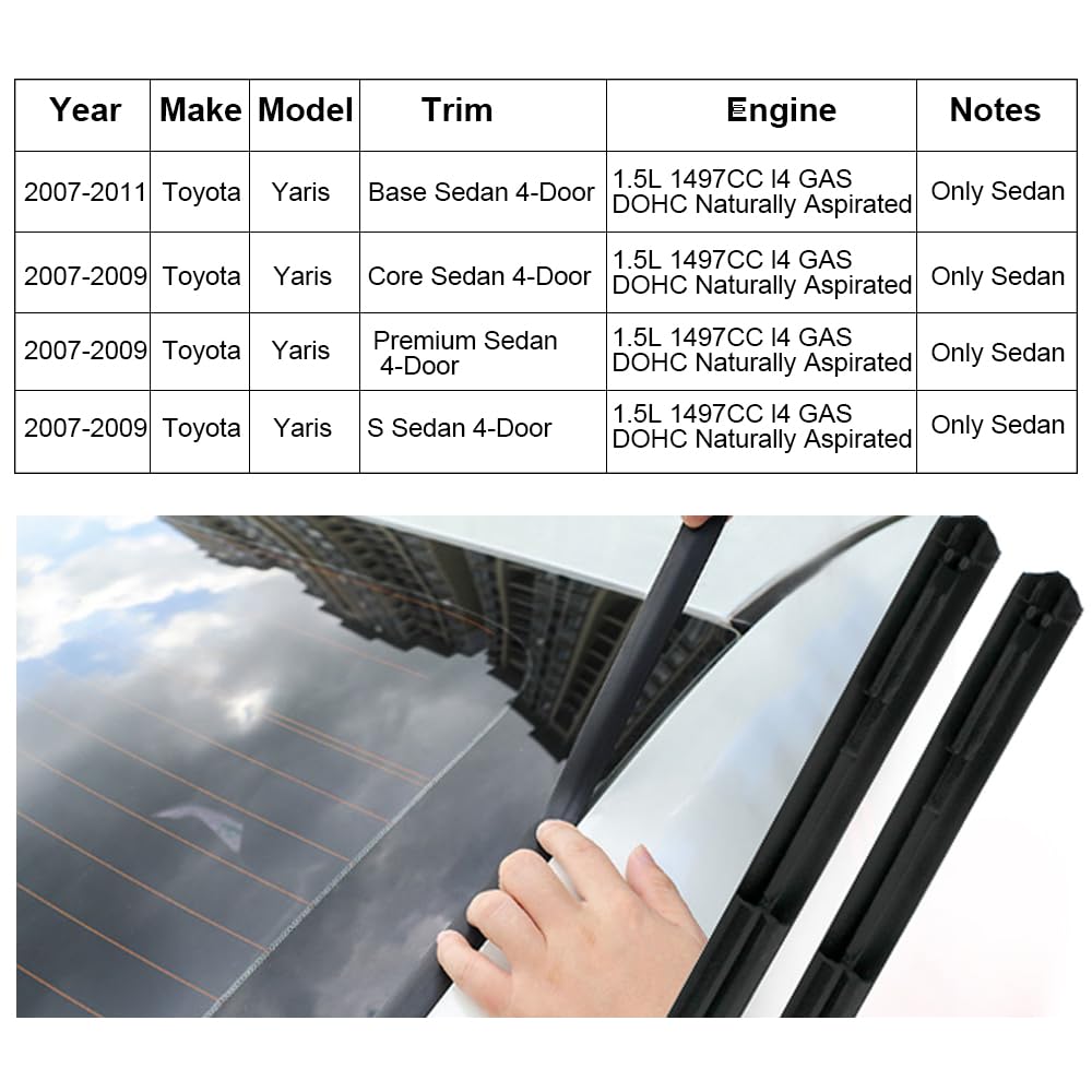 COOL STAR 2pcs Molding Side Drip Compatible with Toyota Yaris Sedan 2007 2008