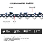 V-MODEST 3-Pack DeWalt Pole Saw Chain 8 Inch 34DL 3/8" LP Pitch .043" Gauge for