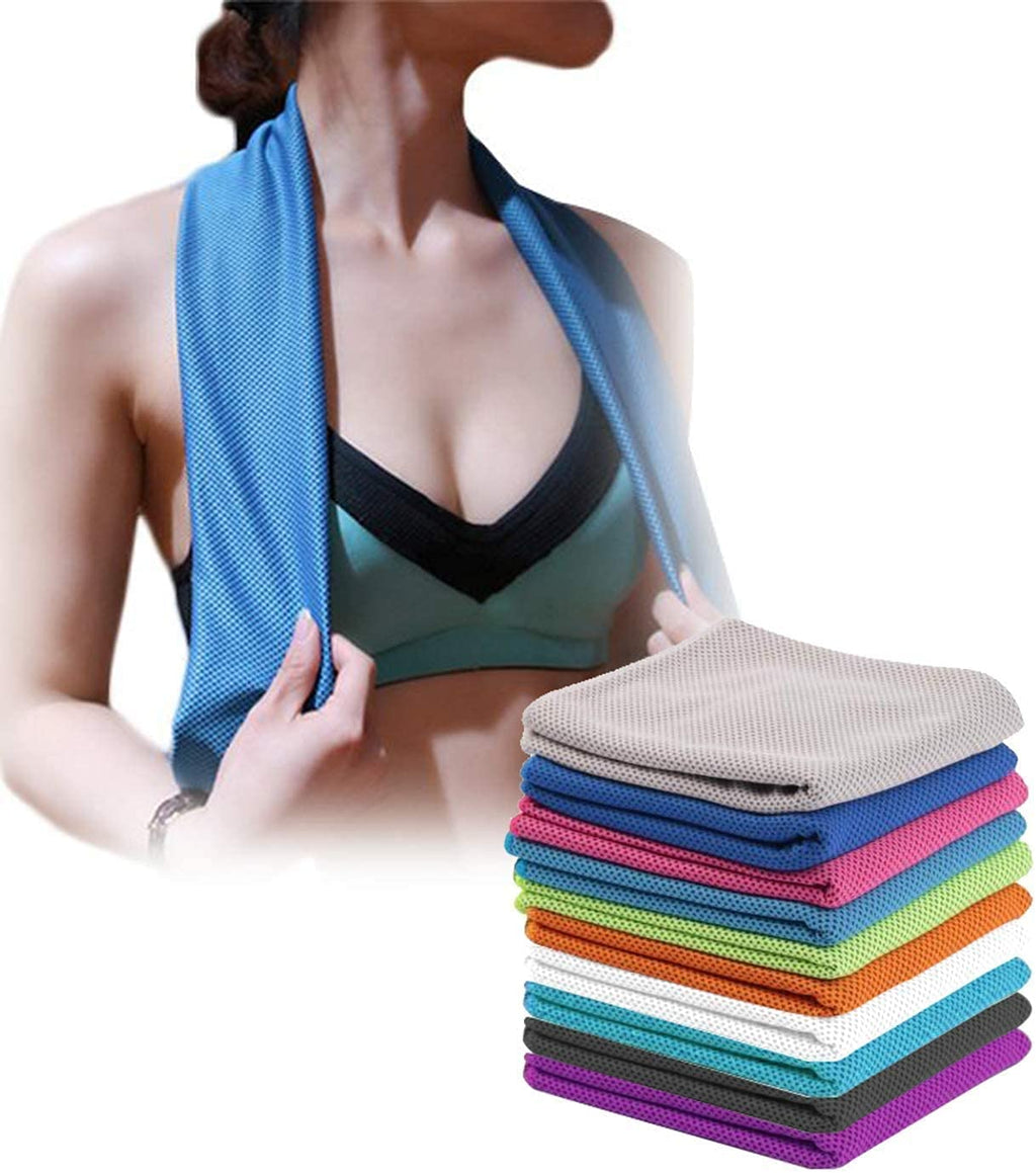 SMALLElectric 4 Packs Microfiber Cooling Towel (40"x 12"), Ice & Chilly Stay