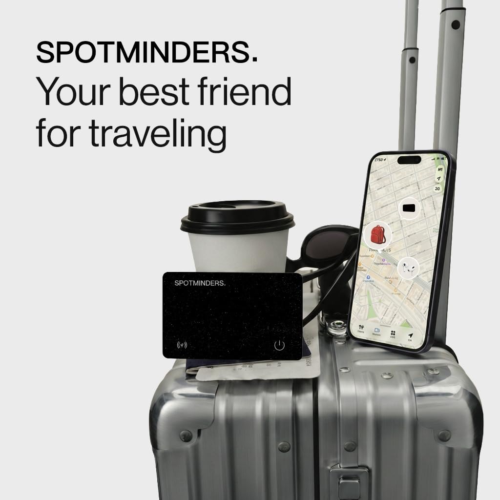 SPOTMINDERS Wallet Tracker Card Apple Find My Rechargeable IP68 Slim