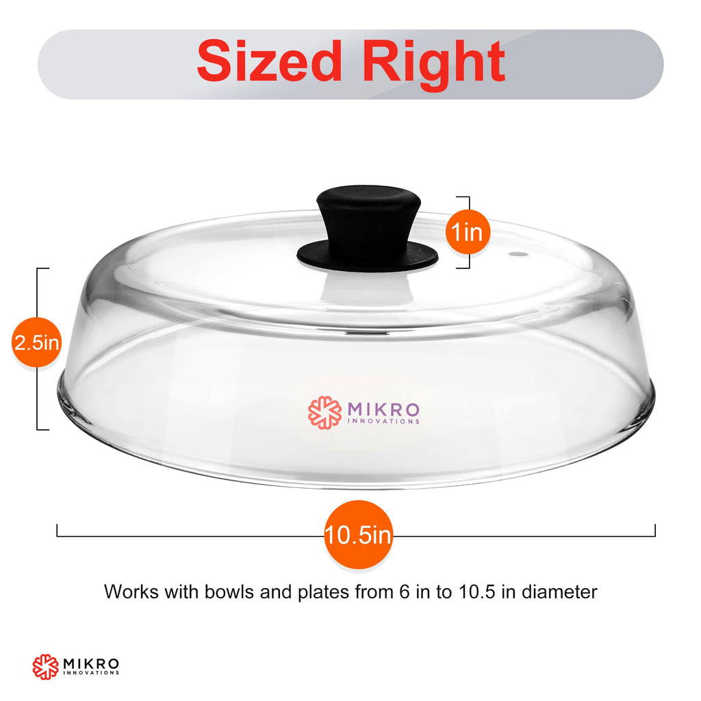 Mikro Innovations 10.5-Inch Glass Microwave Splatter Cover – Borosilicate Glass