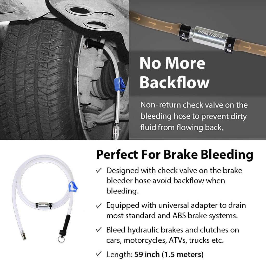 FIRSTINFO A1151G Brake Bleeding Hose 59in Silicone w/ One Way Check Valve