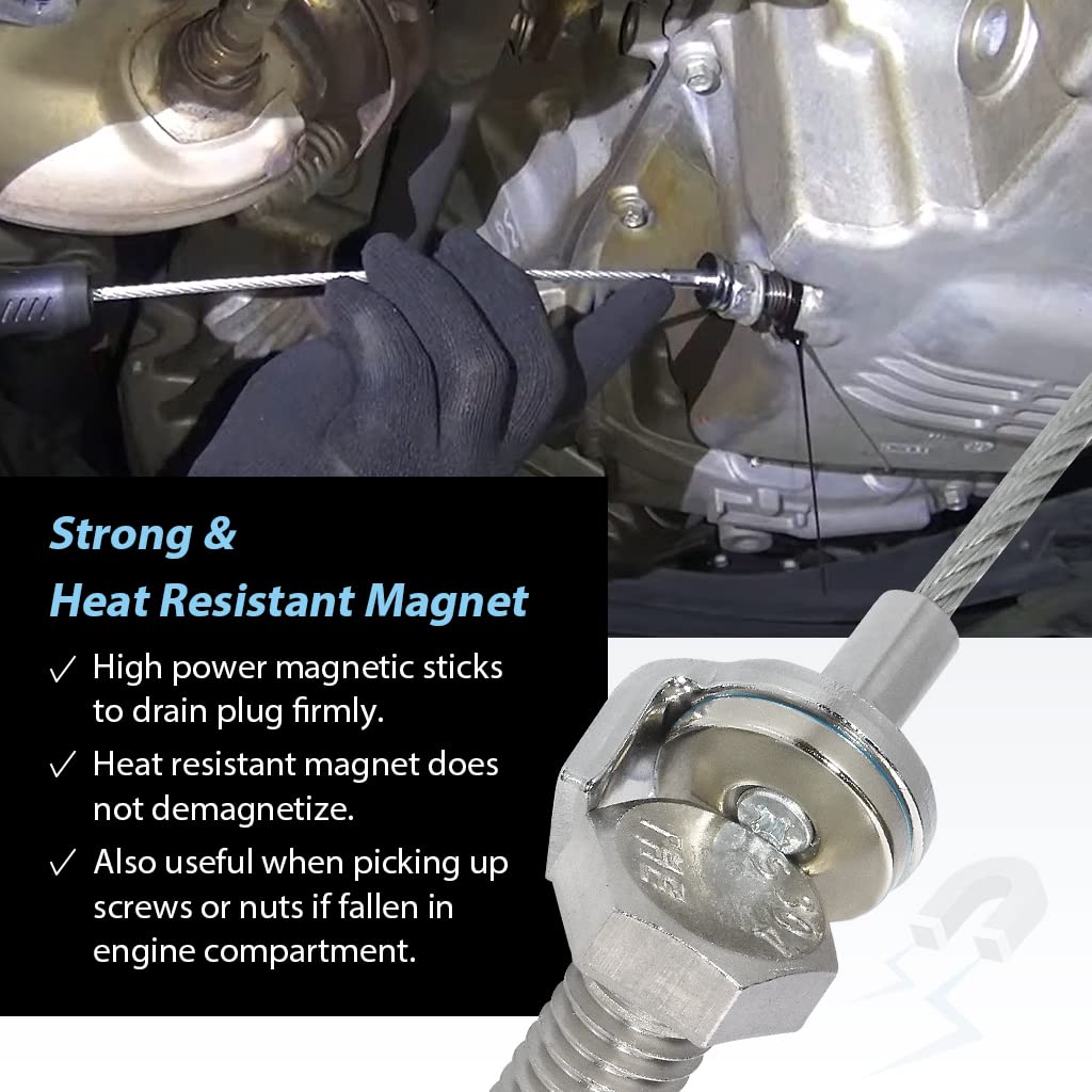 FIRSTINFO F3951 Magnetic Oil Drain Plug Remover Tool Wrench, Anti Scald Magnetic