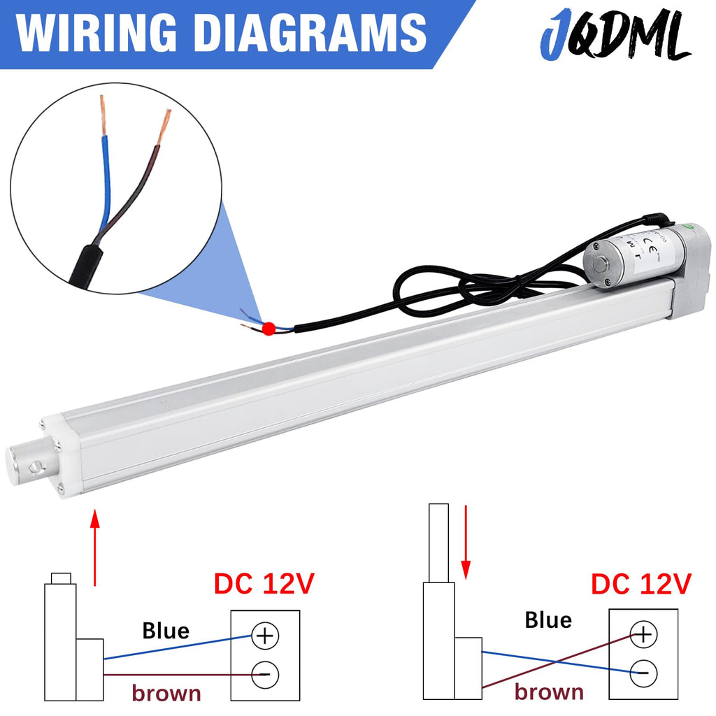 JQDML 12V High Speed Linear Actuator - 28 Inch Stroke, 66lbs/300N, 1.77"/s