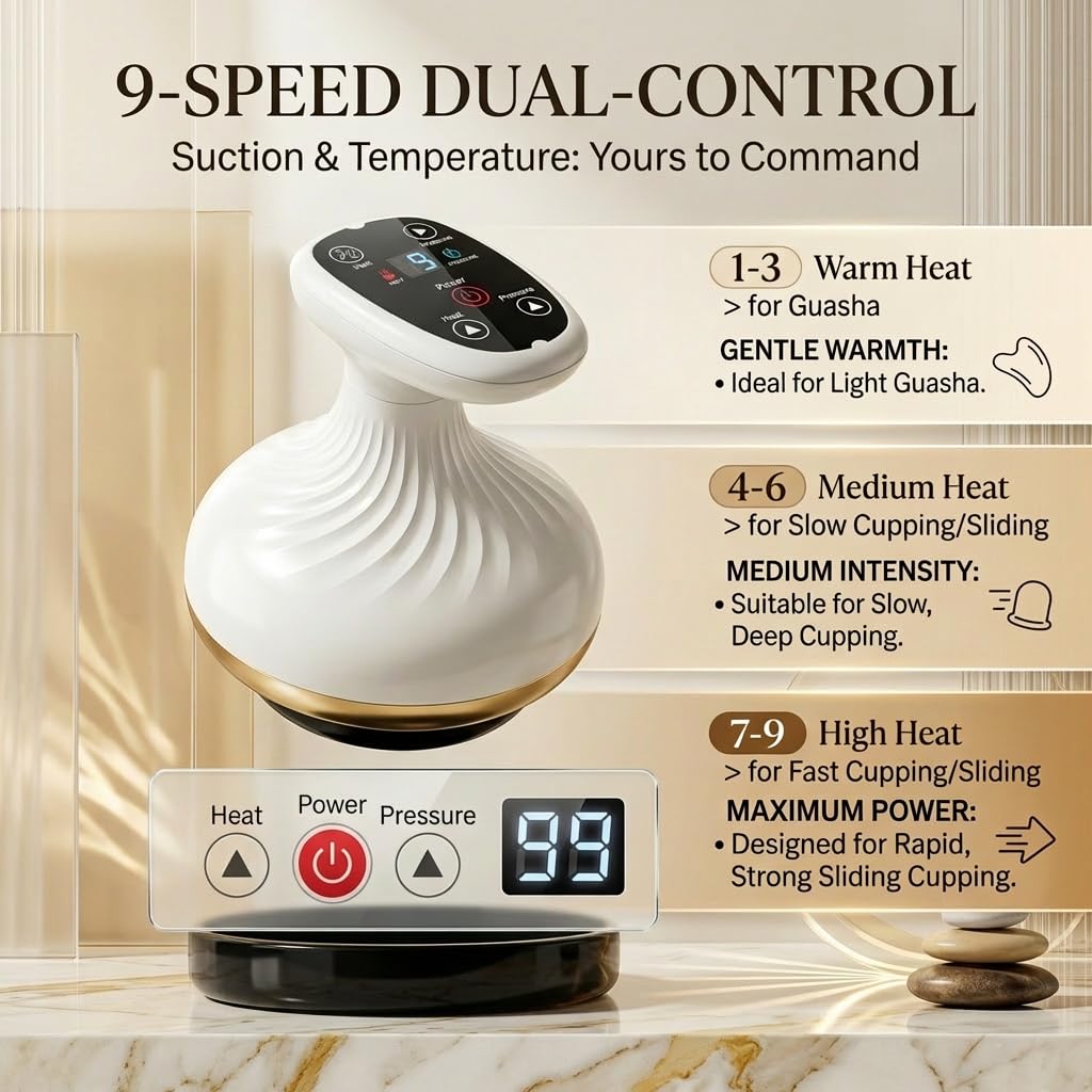 Morlit Smart Cupping Massager, 9 Suction & Heat, Cordless