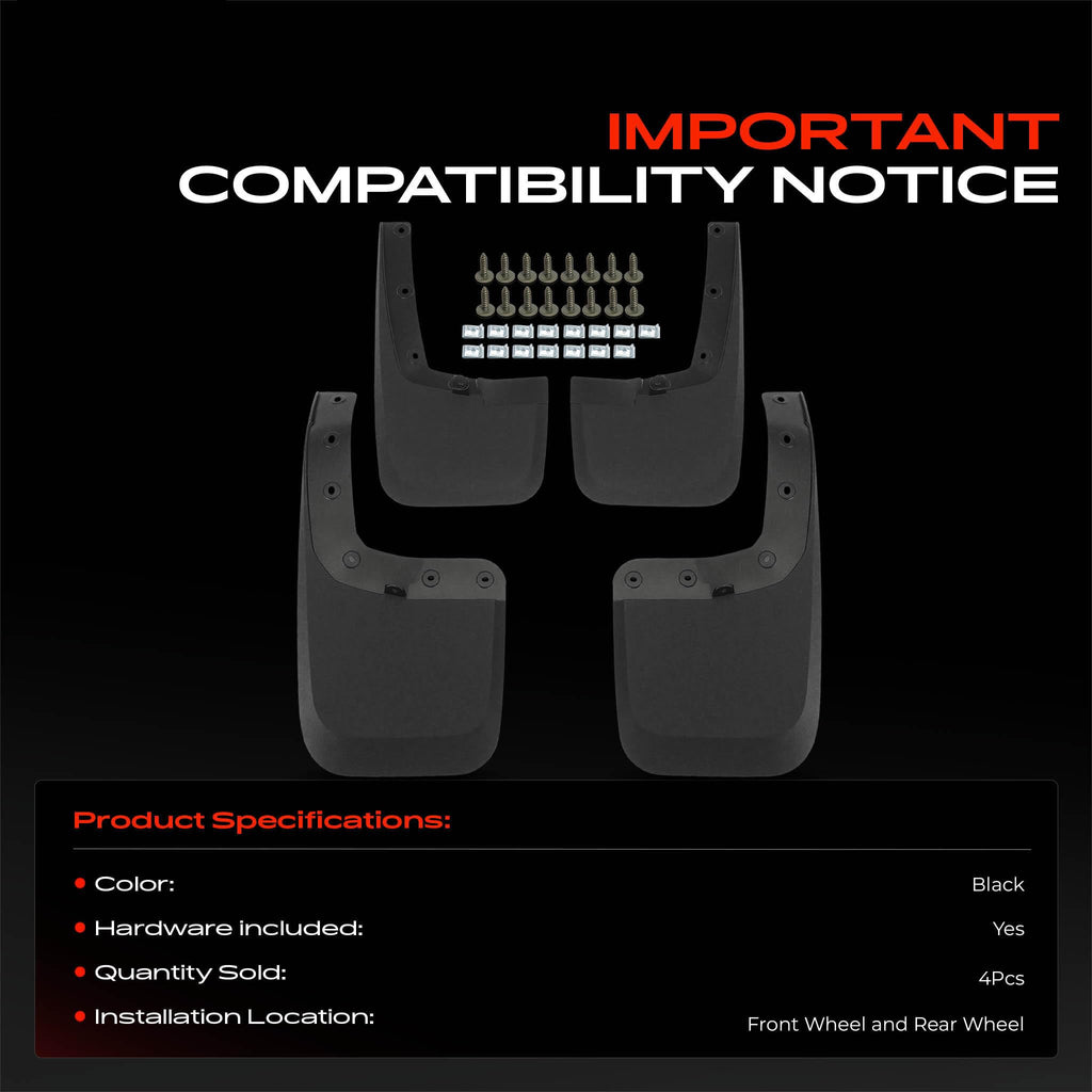 A-Premium Mud Flaps Compatible with Ford Ranger 2024 2025 Crew Cab Pickup