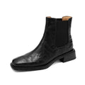 TinaCus Women's Chelsea Booties Handmade Genuine Leather Elastic Panel Square