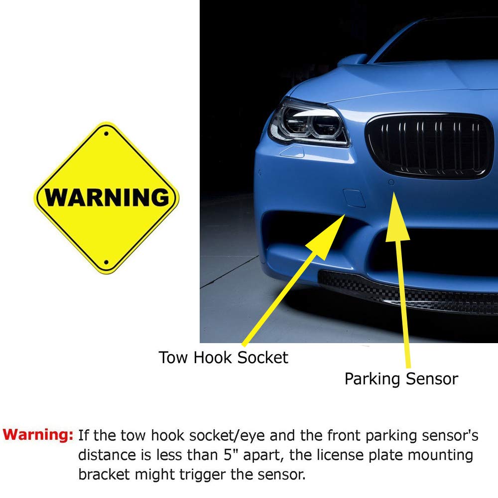 GTP Front Bumper Tow Hook License Plate Mounting Bracket Holder Relocator