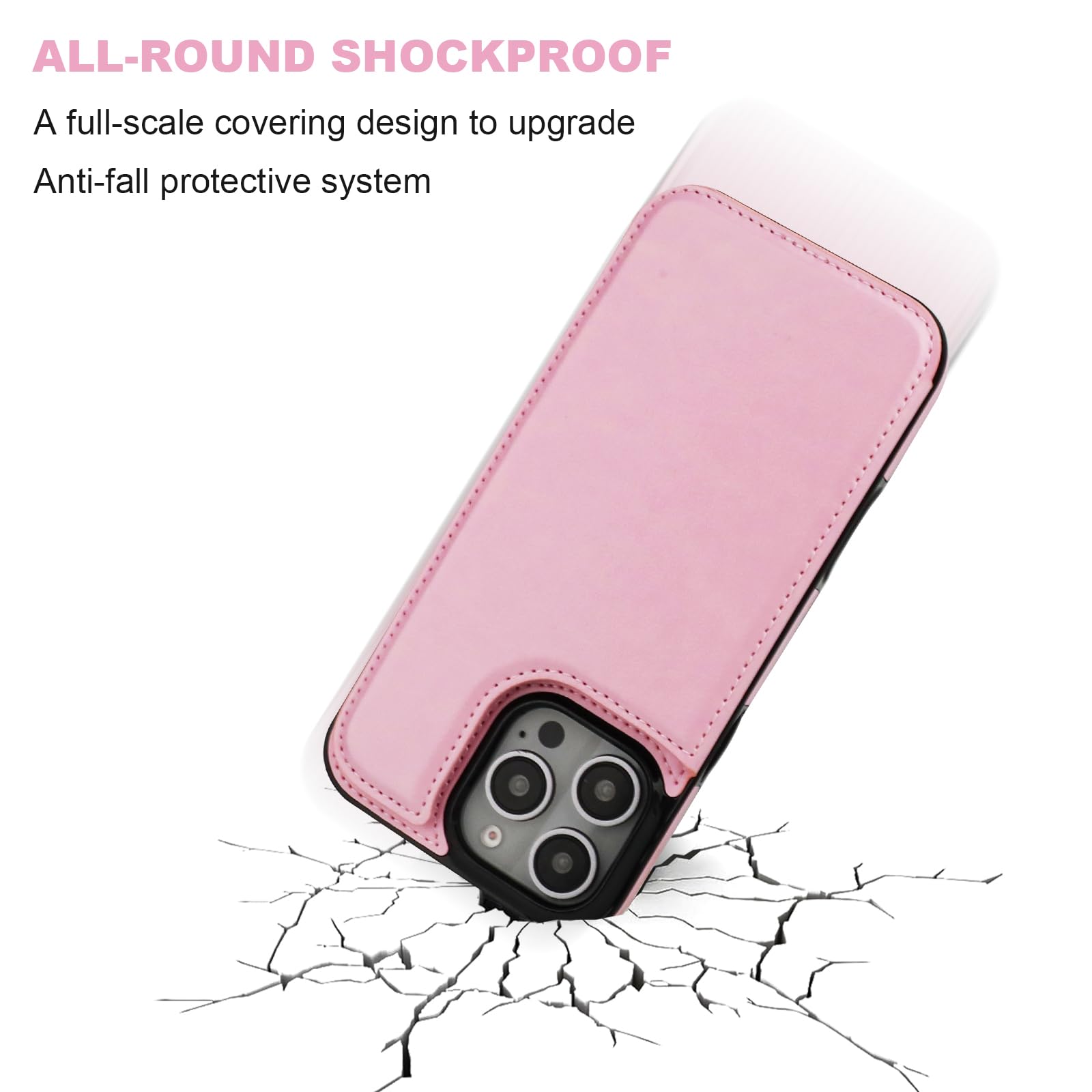 ONETOP Compatible with iPhone 16 Pro Max Wallet Case with Card Holder, PU Leather Kickstand Card Slots Case, Double Magnetic Clasp and Durable Shockproof Cover 6.9 Inch (Pink)