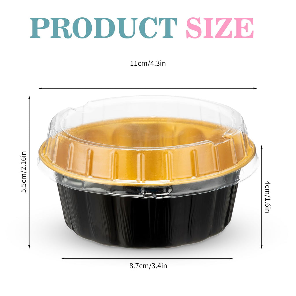 Tessco for you 100 Pcs Disposable Ramekins with Lids 8 oz Creme Brulee Ramekin