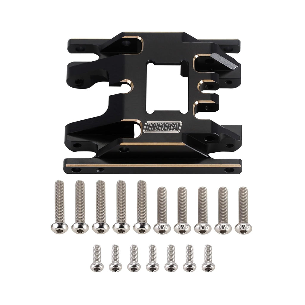 INJORA Black Coating Brass Skid Plate Transmission Mount for 1/18 RC Crawler