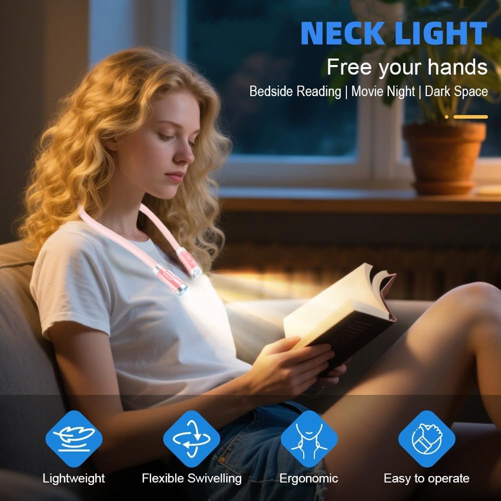 Neck Reading Light, Book Light for Reading in Bed, Neck Reading Light Slim with