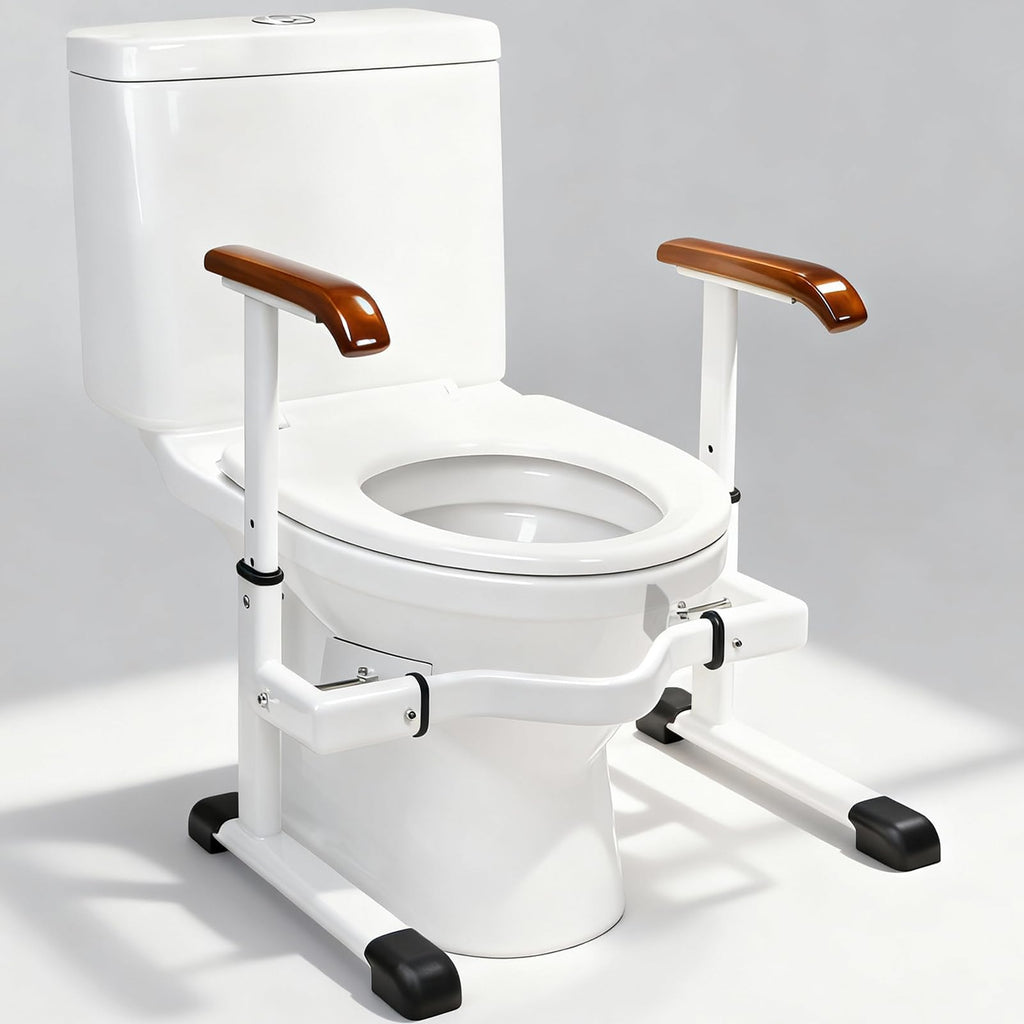 FSA/HSA Eligible Toilet Safety Rails for Elderly with Solid Wood Handles,