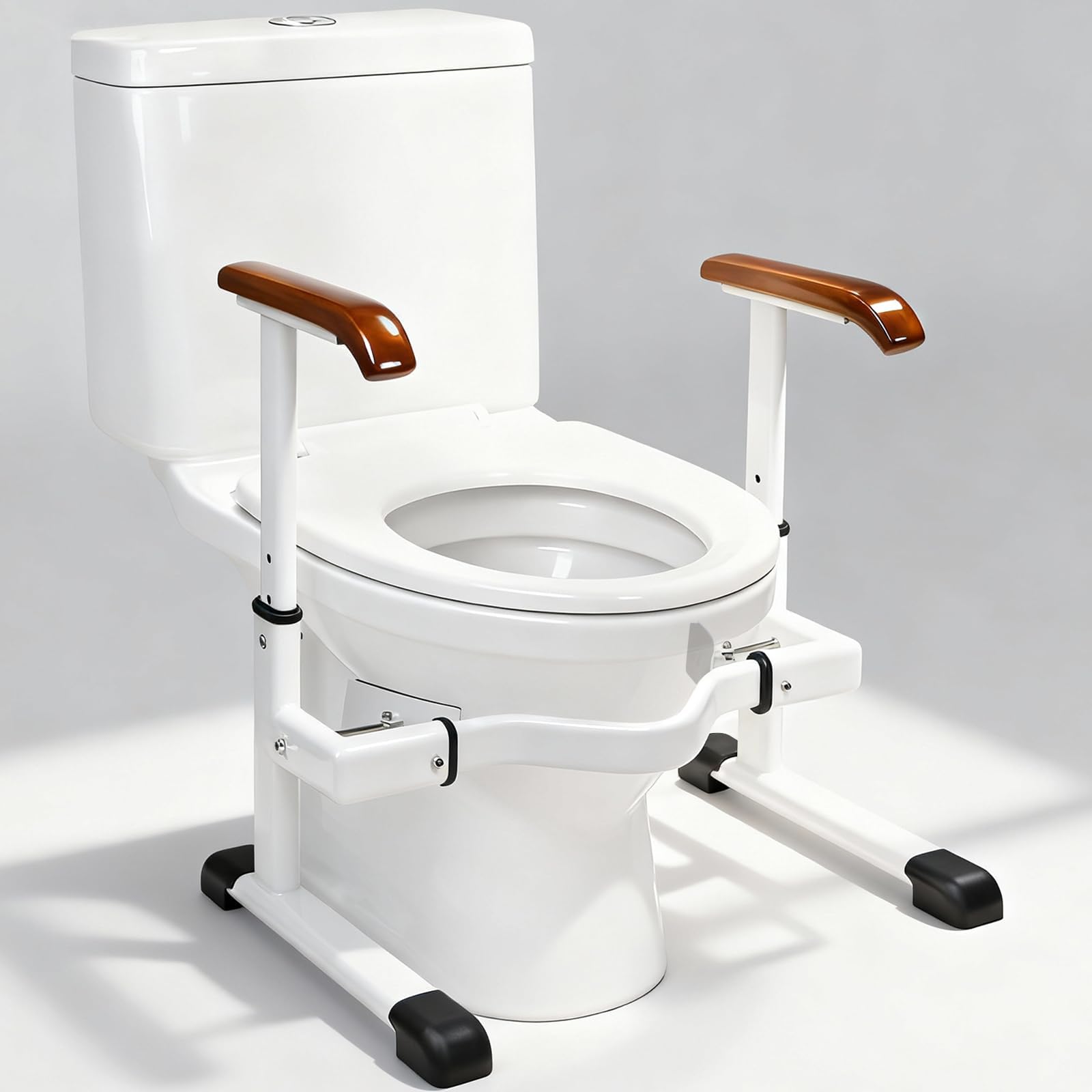 FSA/HSA Eligible Toilet Safety Rails for Elderly with Solid Wood Handles,