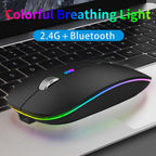 TENMOS Wireless Bluetooth Mouse, LED Slim (Bluetooth 5.1/5.0 + USB) 2.4GHz