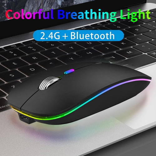 TENMOS Wireless Bluetooth Mouse, LED Slim (Bluetooth 5.1/5.0 + USB) 2.4GHz