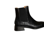 TinaCus Women's Chelsea Booties Handmade Genuine Leather Elastic Panel Square