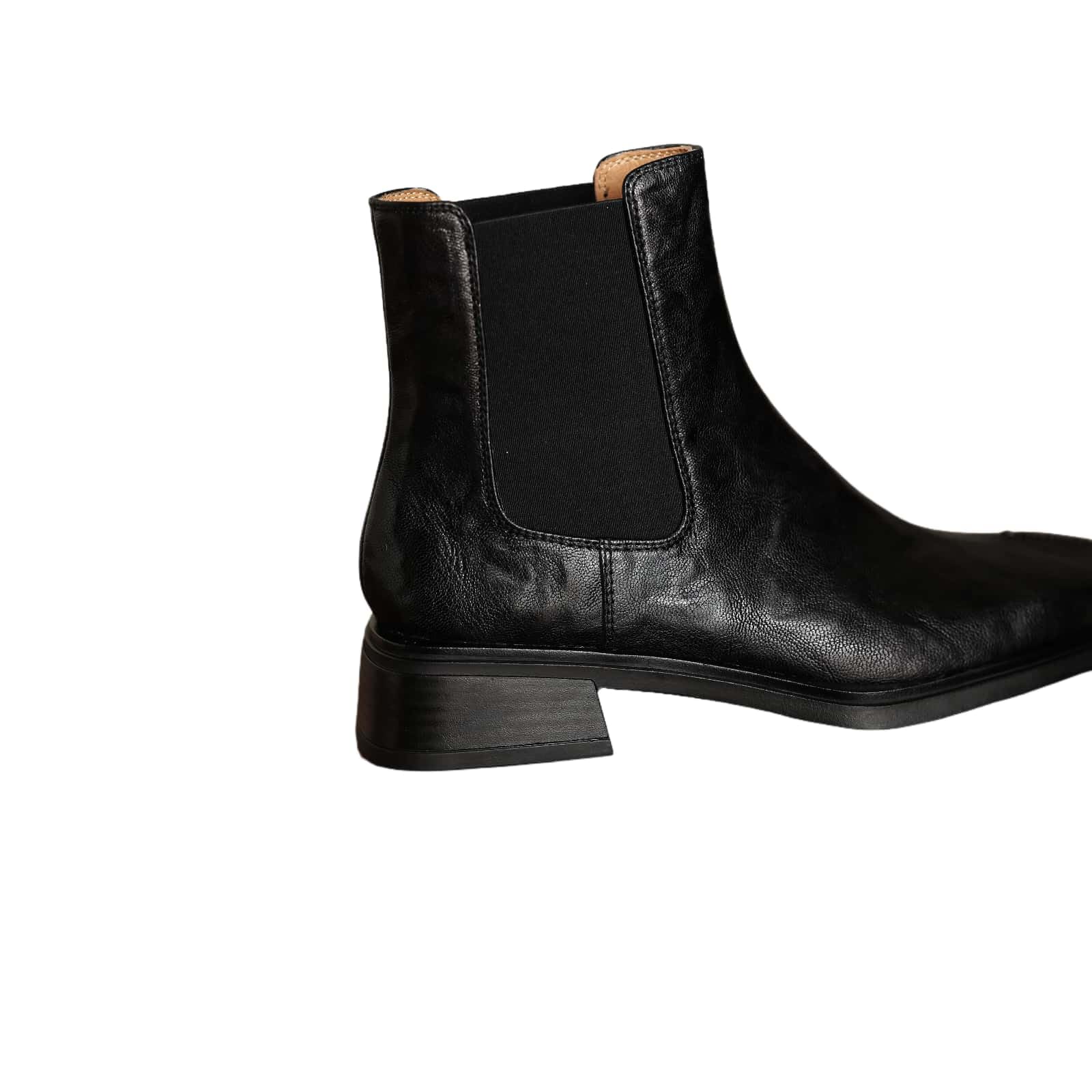 TinaCus Women's Chelsea Booties Handmade Genuine Leather Elastic Panel Square