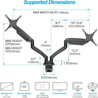 AVLT Dual Monitor Arm Desk Mount 13-43in Full Motion VESA USB Pass Through Black