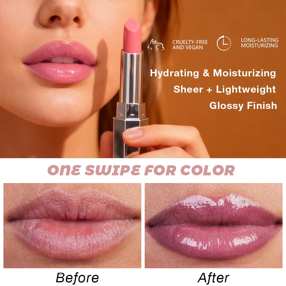 evpct 2Pcs Mauve Plum Cherry Honey Lipstick Tinted Lip Balm, Sheer Hydrating