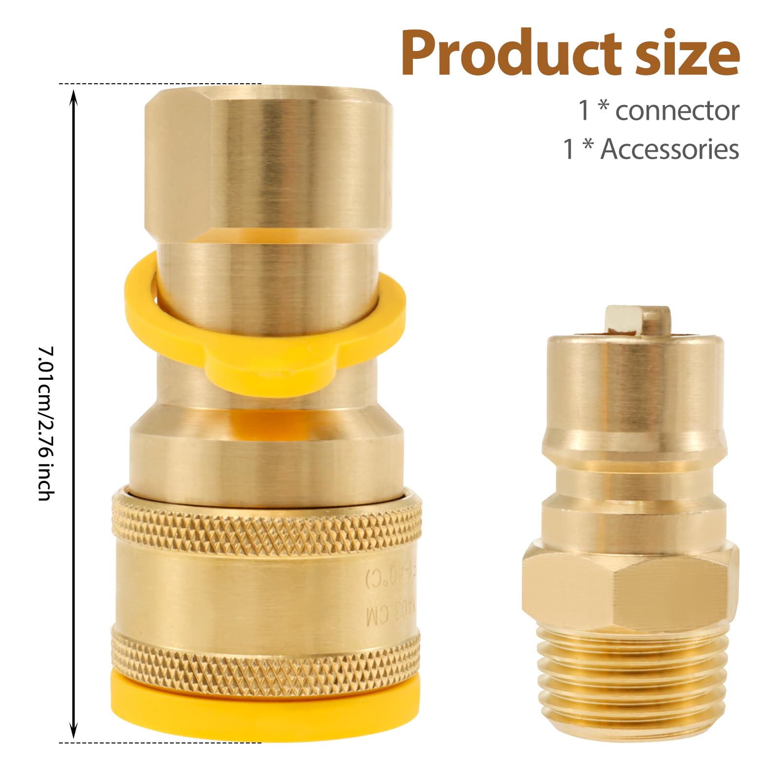 Janoiuc 1/2 Inch Gas Quick Connect Kit, 1/2 Inch Propane Quick Connect Fittings, Natural Gas Quick Connect Fittings